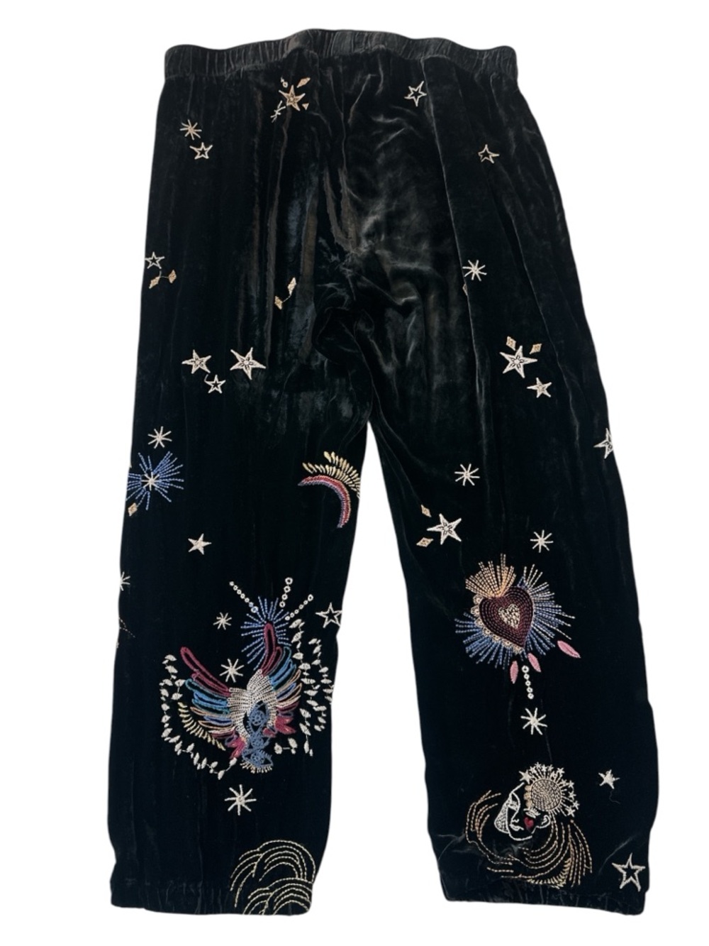 Johnny Was Victoria Velvet Silk Embroidered Joggers in Black - Picture 8 of 9